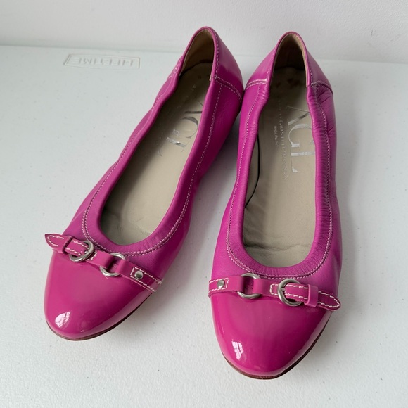 AGL Attilio Giusti Leombruni Monika Pink Ballet Flats Patent Leather Toe 38.5 - Picture 3 of 16